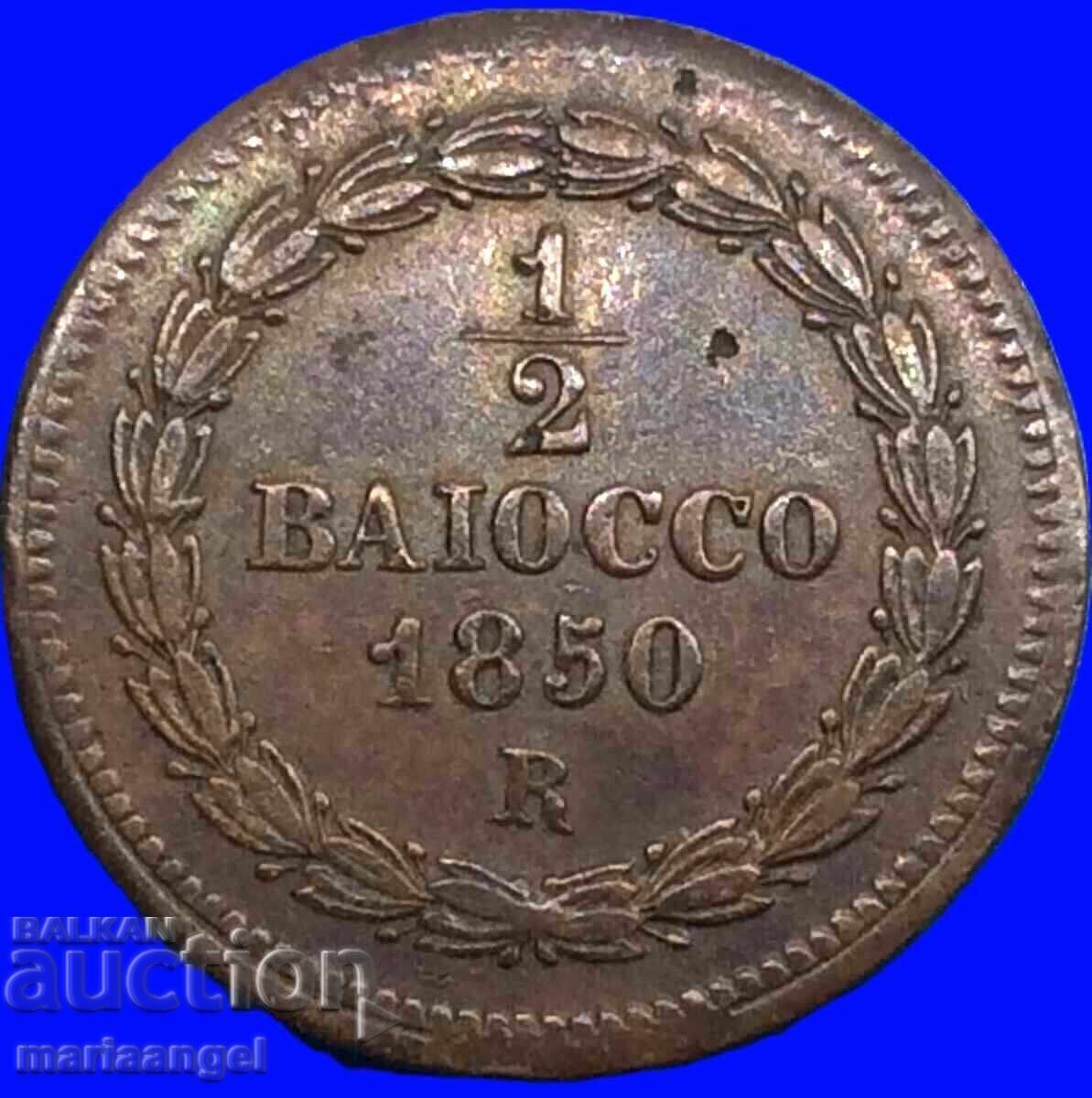1/2 байоко 1850 Ватикана РИМ 23мм бронз - 7