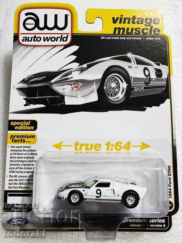 Auto World Premium 1964 Ford GT 40 1:64 Форд ДжеТе Количка с цена € 20.00 | 39.12 лв.