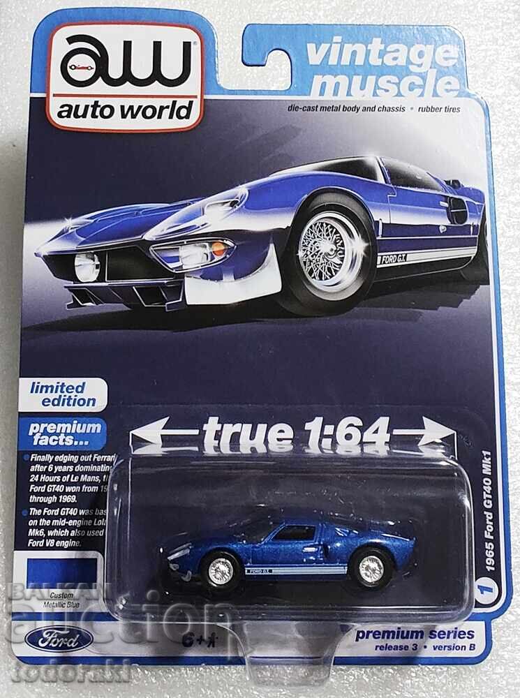 Auto World Premium 1965 Ford GT 40 MK1 1:64 Форд Количка