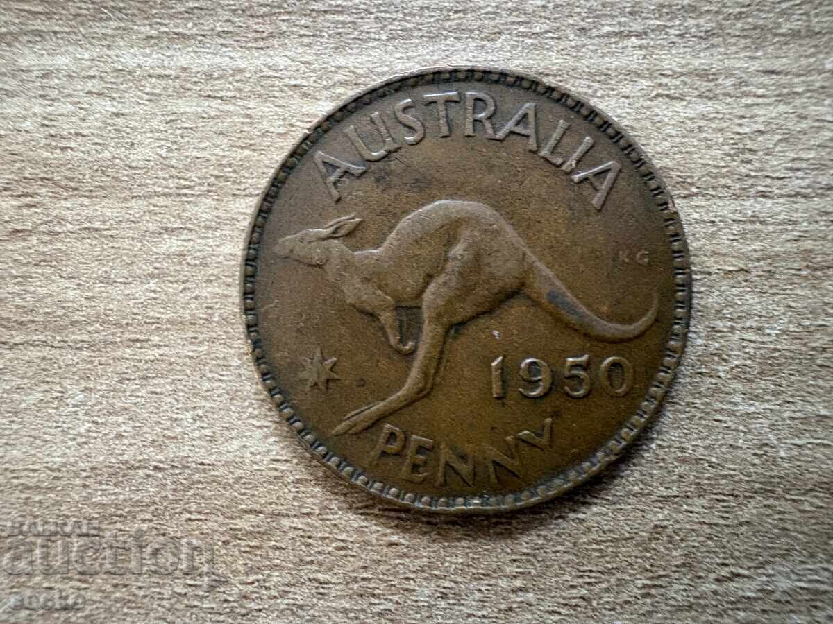 Australia - 1 penny (1950) - Punct după "PENNY"