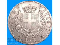 2 pounds 1863 T - Turin Italy "SHIELD" Shield BN - Birmingham Ag