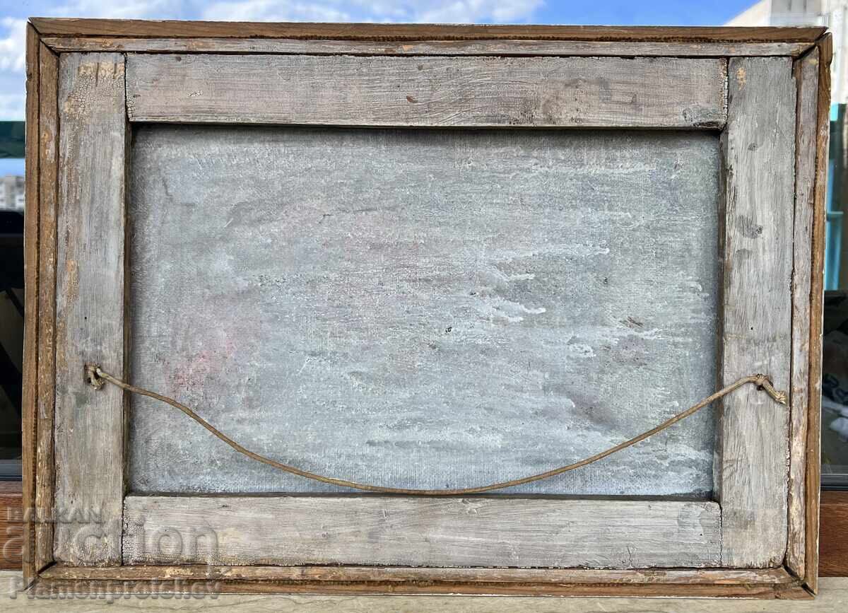 TABLOU FOARTE VECHI, ULEI PE PÂNZĂ - 7