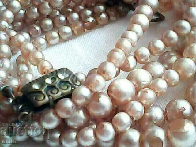 frumos colier vechi de sticlă cu 3 rânduri - 5