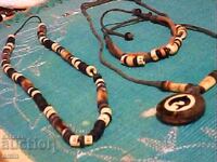 Old necklaces and bracelet made of natural stone
