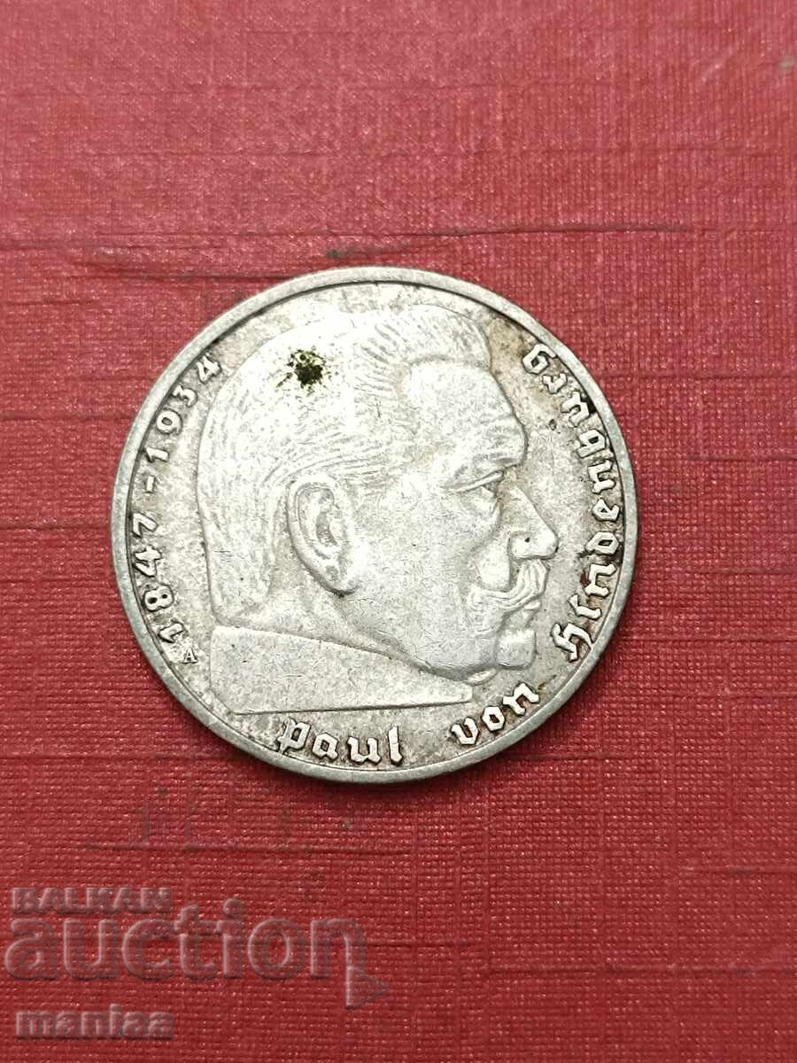 Licitație 2 mărci 1937 Argint ! Licitație 2 mărci 1937 Argint !