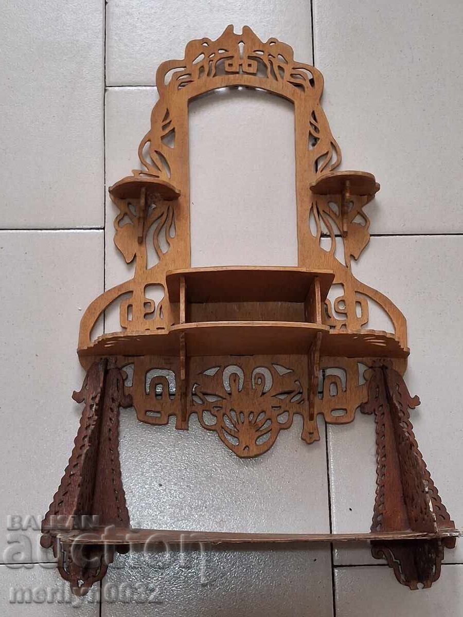 Δημοπρασία Παλαιό ξύλινο ράφι εικονοστασίου με ξυλόγλυπτα για εικόνες