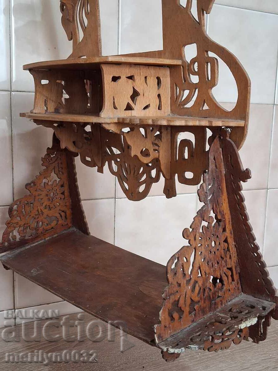 Παλαιό ξύλινο ράφι εικονοστασίου με ξυλόγλυπτα για εικόνες - 7