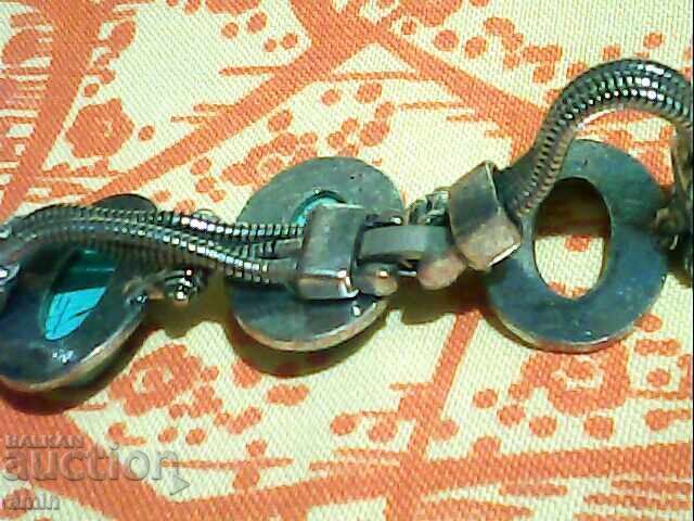 старо посръбрени колие и гривна със естествен камък - 6