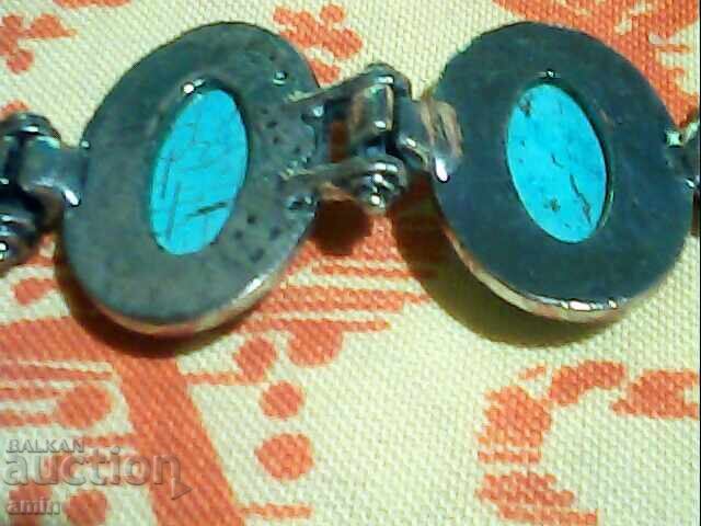 старо посръбрени колие и гривна със естествен камък - 7