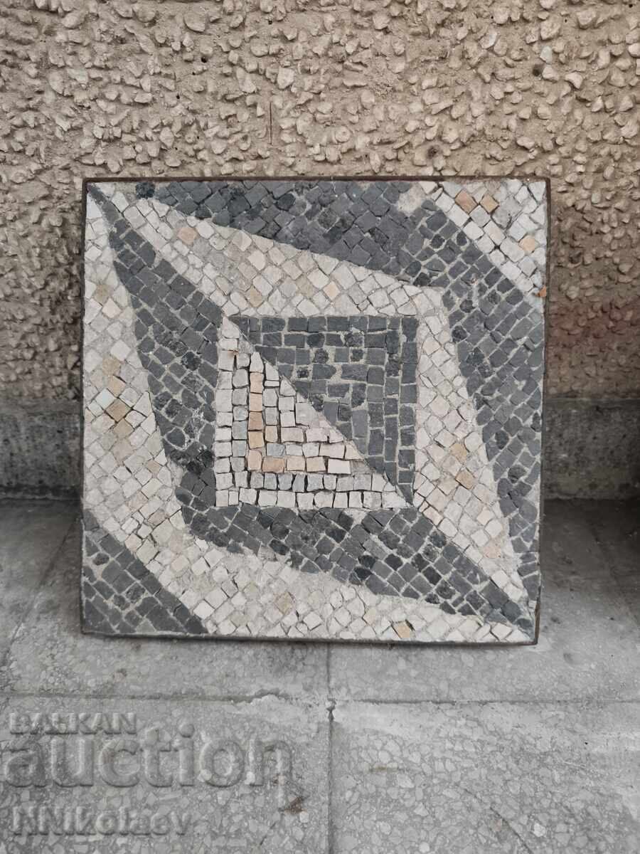 Auction  Decorative mosaic panel in a metal frame, natural material