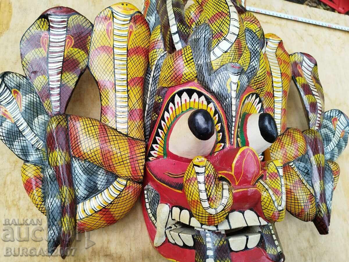Auction Old large wooden mask with snakes, cobras, Sri Lanka Auction Old large wooden mask with snakes, cobras, Sri Lanka