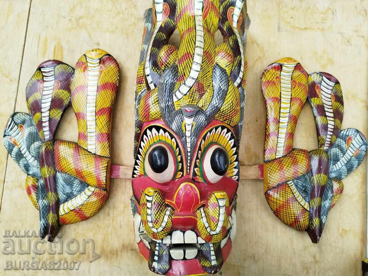 Old large wooden mask with snakes, cobras, Sri Lanka - 6 Old large wooden mask with snakes, cobras, Sri Lanka - 6