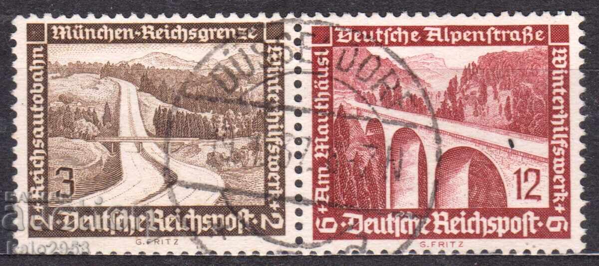 Germania Reich-1936-Poduri-2 bucăți din carnet-ZD, ștampilă