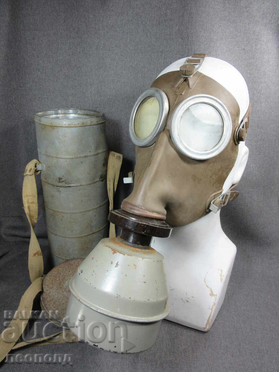 VECHE MASCĂ DE GAZE MILITARĂ MODEL L.702 SET COMPLET CU CUTIE