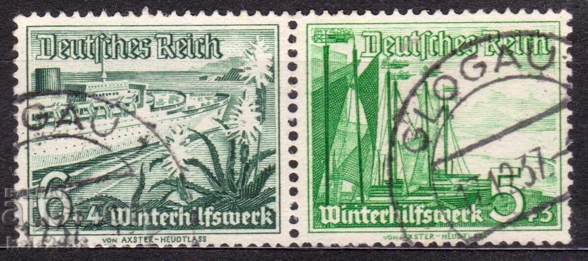 Germany Reich-1937-Bridges-2 stamps from booklet-ZD, gum