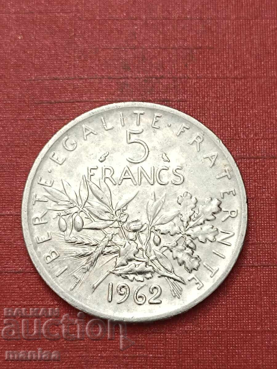 5 francs 1962 Silver! with price € 43.00 | 84.10 BGN 5 francs 1962 Silver! with price € 43.00 | 84.10 BGN