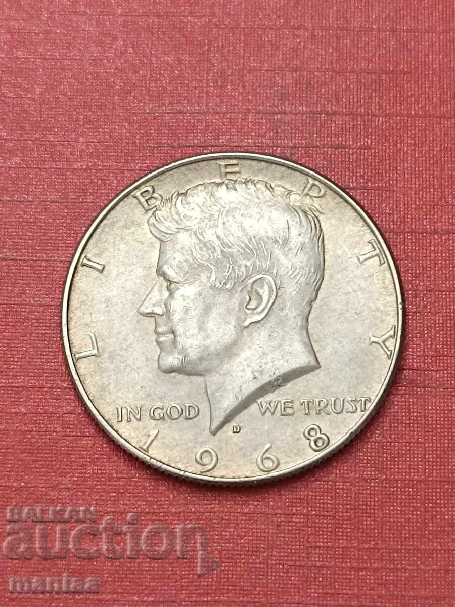 Livrarea 1/2 Dolar 1968 Argint! Livrarea 1/2 Dolar 1968 Argint!