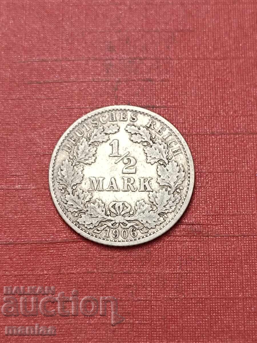 1/2 марка  1906 г Сребро ! с цена € 15.00 | 29.34 лв.
