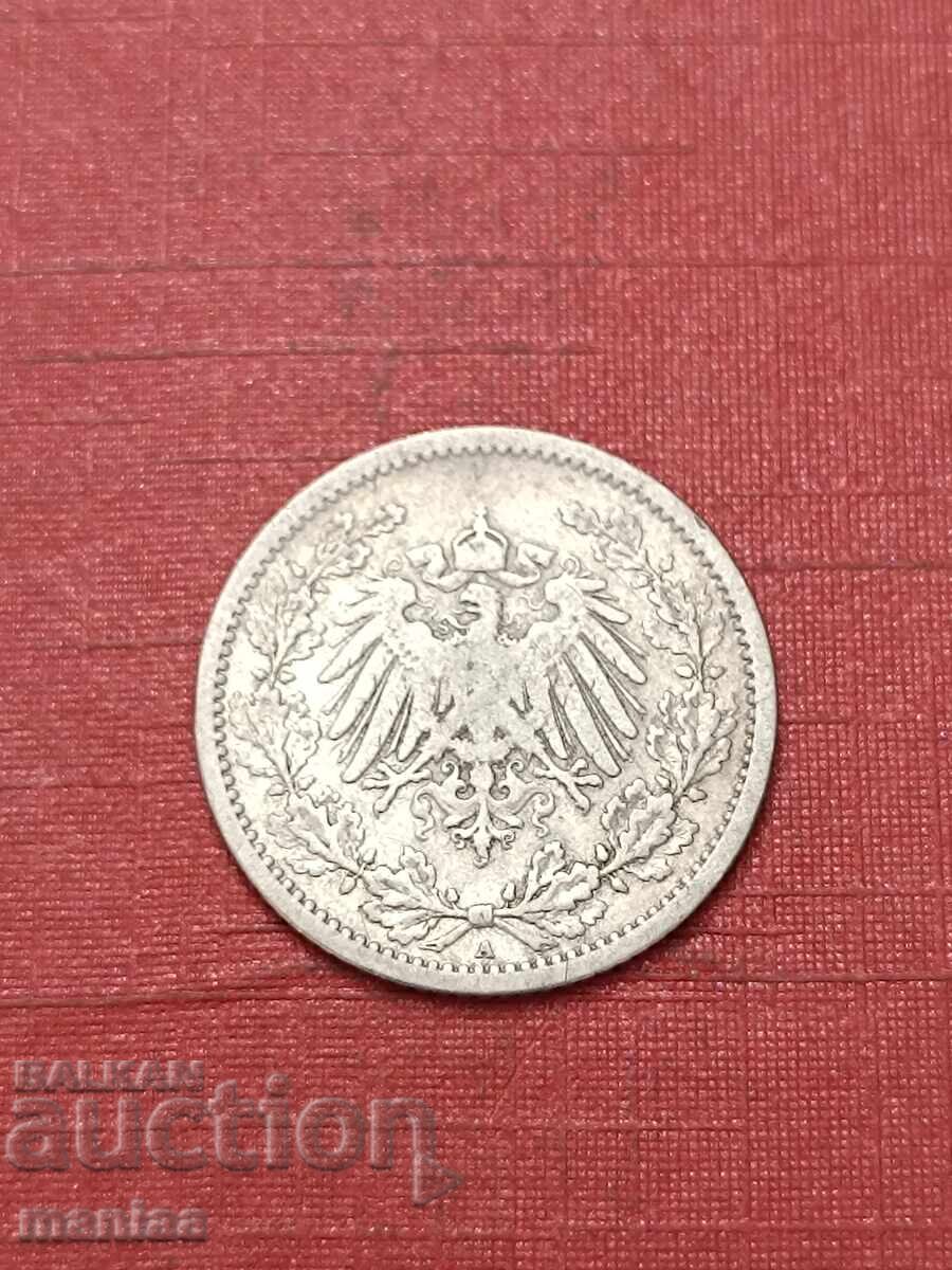 Аукцион 1/2 марка  1906 г Сребро !