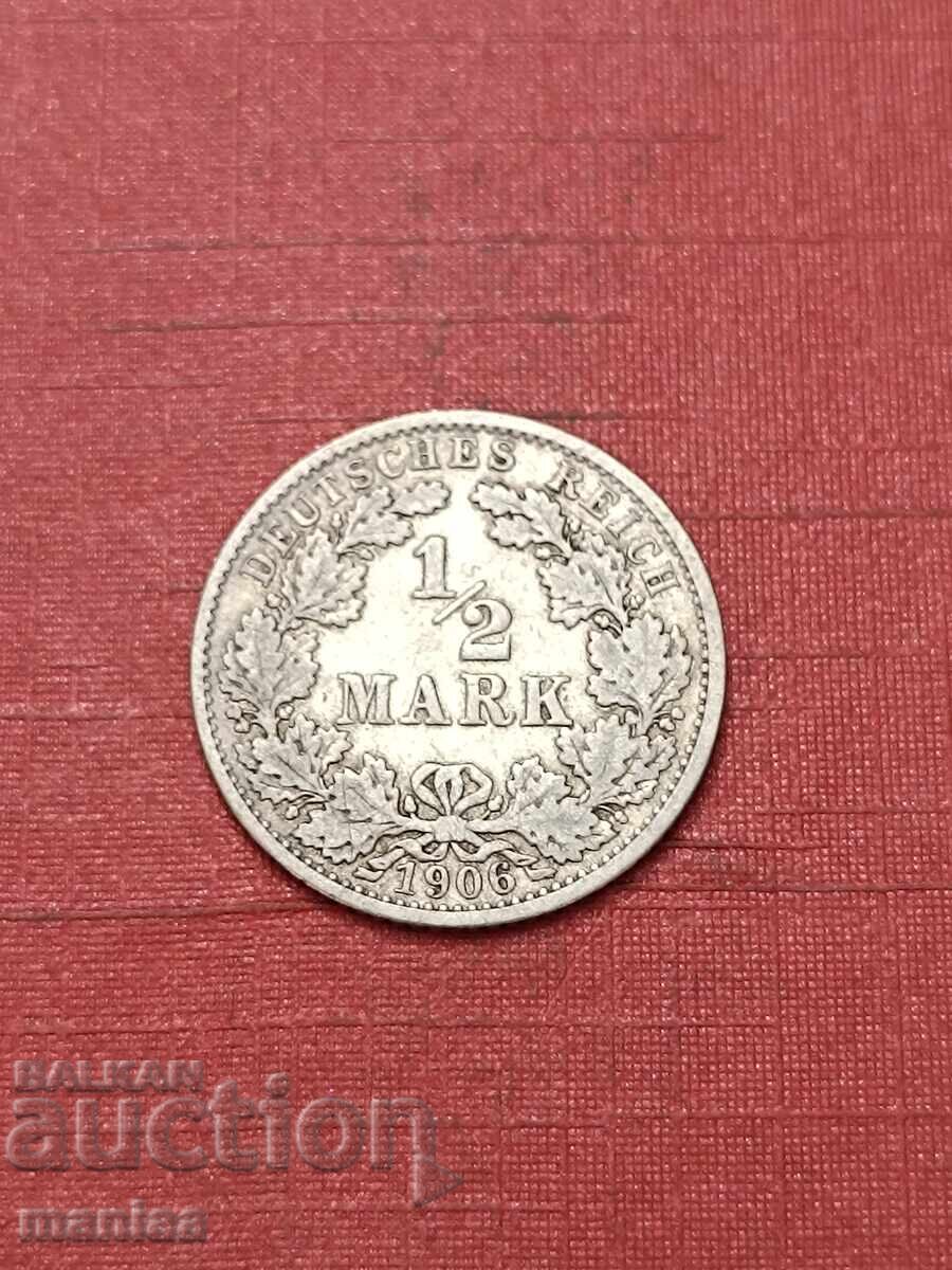 1/2 марка  1906 г Сребро !