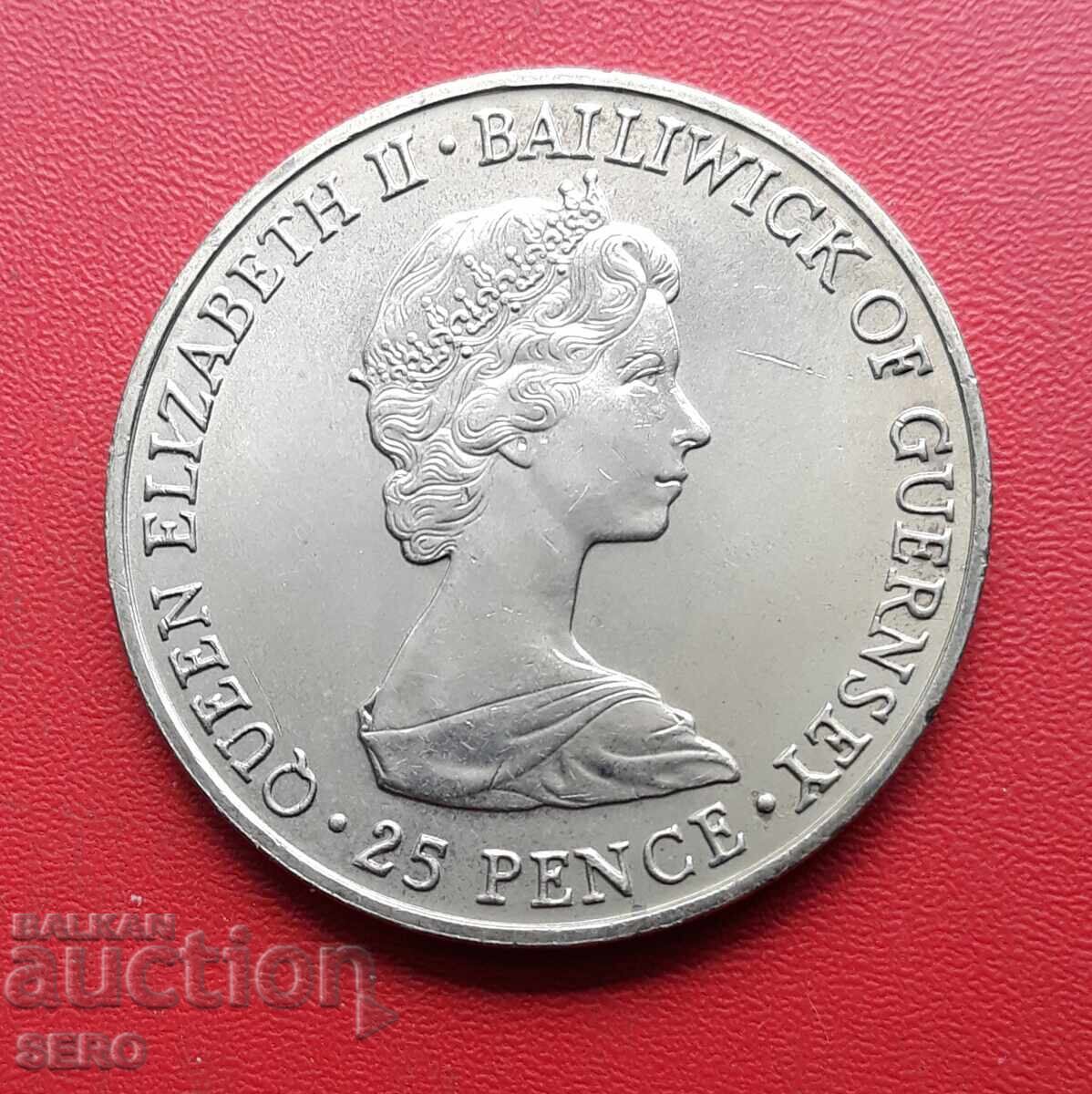 Guernsey Island-25 pence 1981 with price € 9.51 | 18.60 BGN