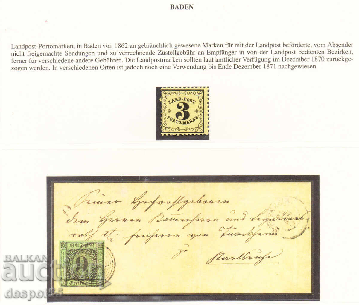 1862. Μπάντεν (Γερμανία). Αγροτικά γραμματόσημα + Φαξίμιλε