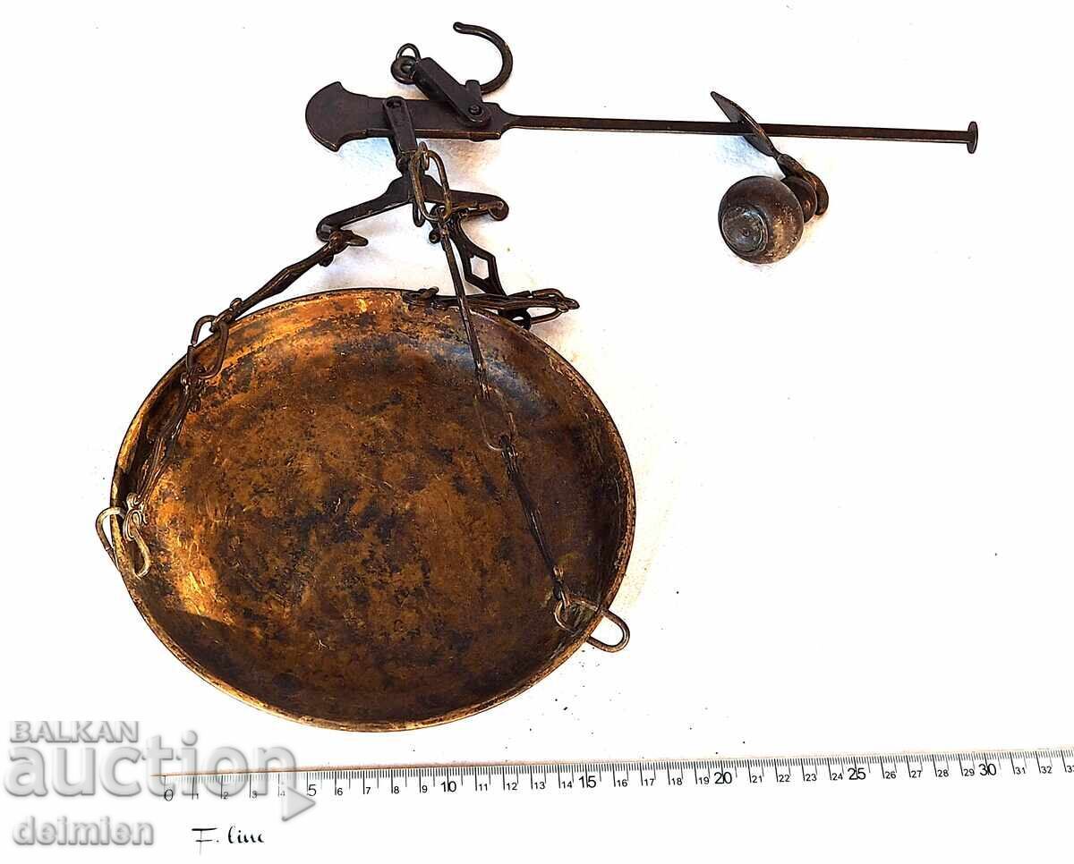 CÂNTAR ANTIC DIN SECOLUL AL XIX-LEA, BALANȚĂ OTOMANĂ BEDUINĂ DIN CUPRU ȘI BRONZ - 6 CÂNTAR ANTIC DIN SECOLUL AL XIX-LEA, BALANȚĂ OTOMANĂ BEDUINĂ DIN CUPRU ȘI BRONZ - 6