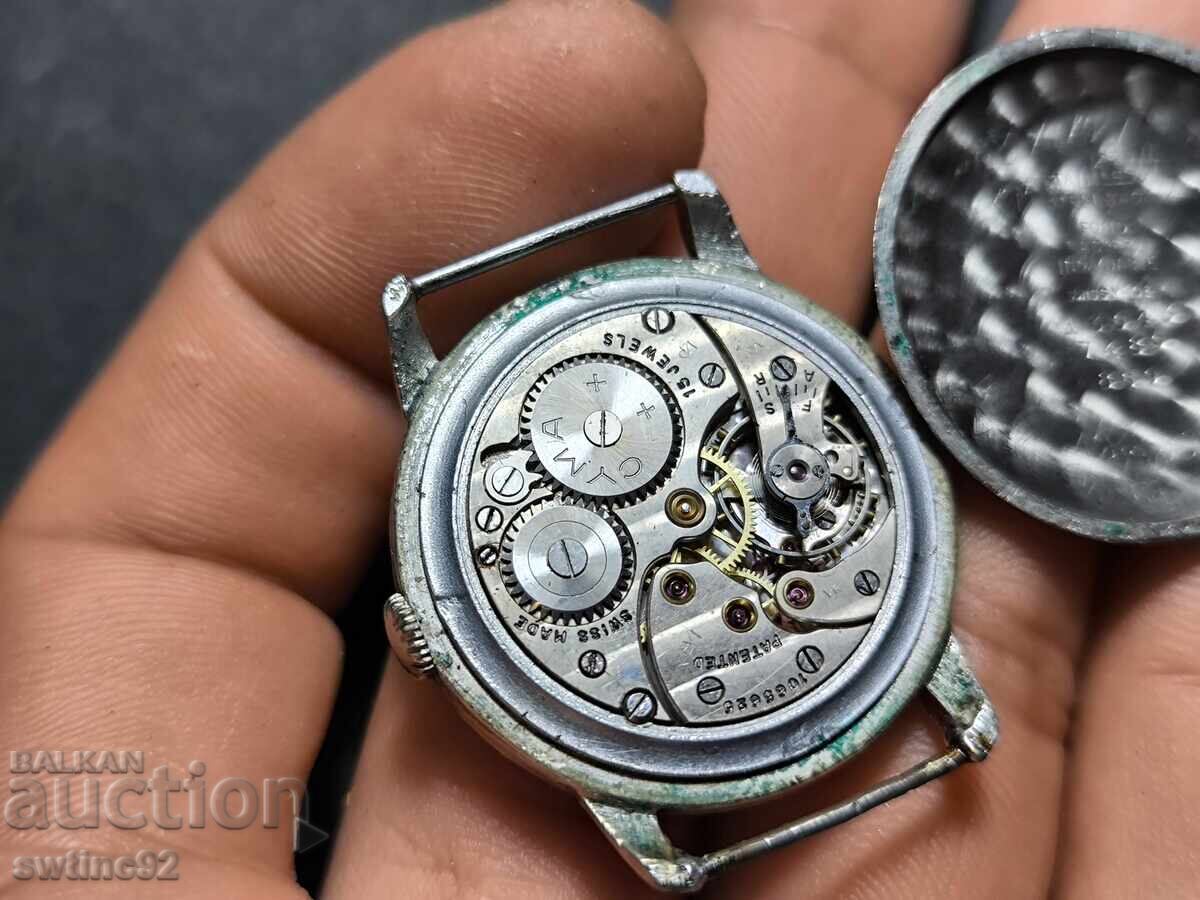 Παράδοση Παλιό στρατιωτικό ρολόι χειρός CYMA Tavannes 15 j