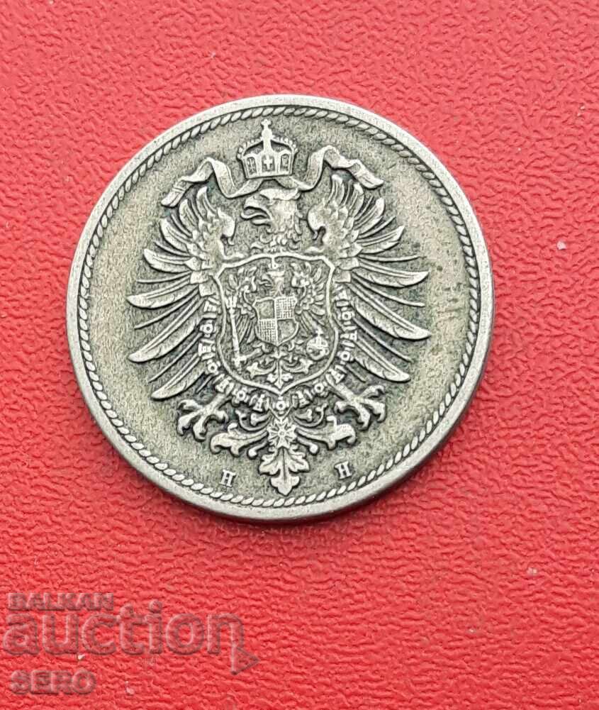 Germania-10 pfennigi 1876 H-Darmstadt-monetărie rară