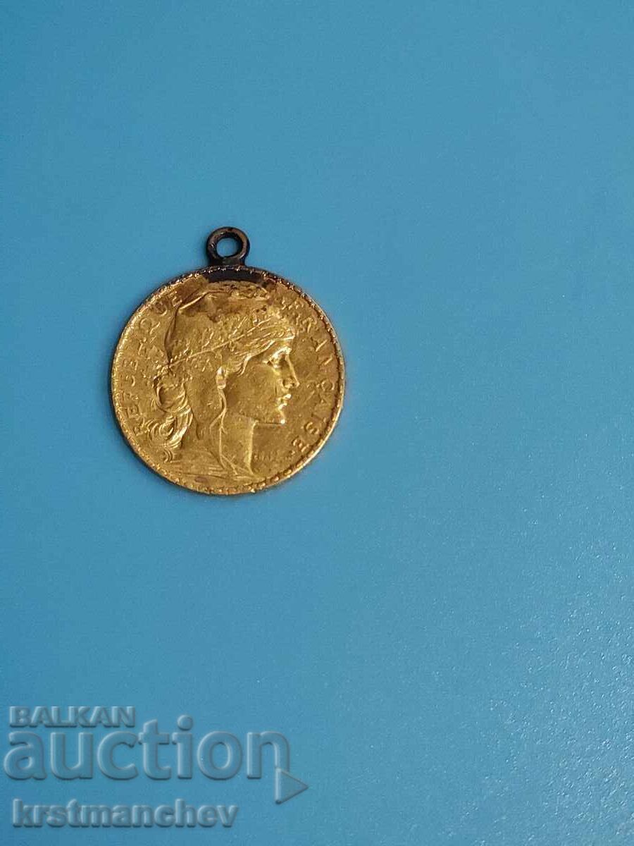 Monedă franceză de aur 1920