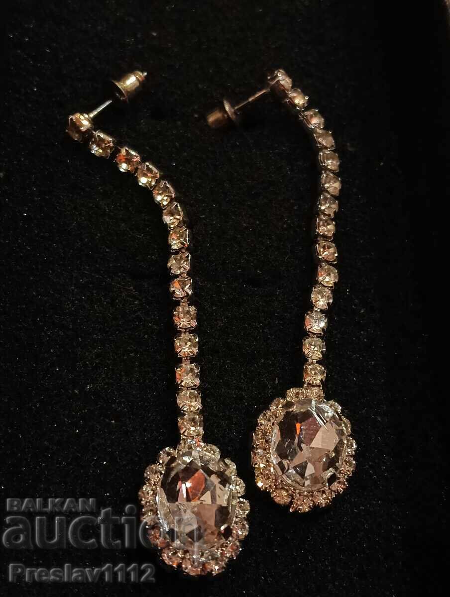 Cercei lungi argintați cu zirconii - 5