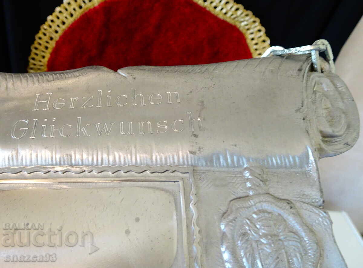 Auction Tin panel Tin wedding greeting, engraving, photo Auction Tin panel Tin wedding greeting, engraving, photo