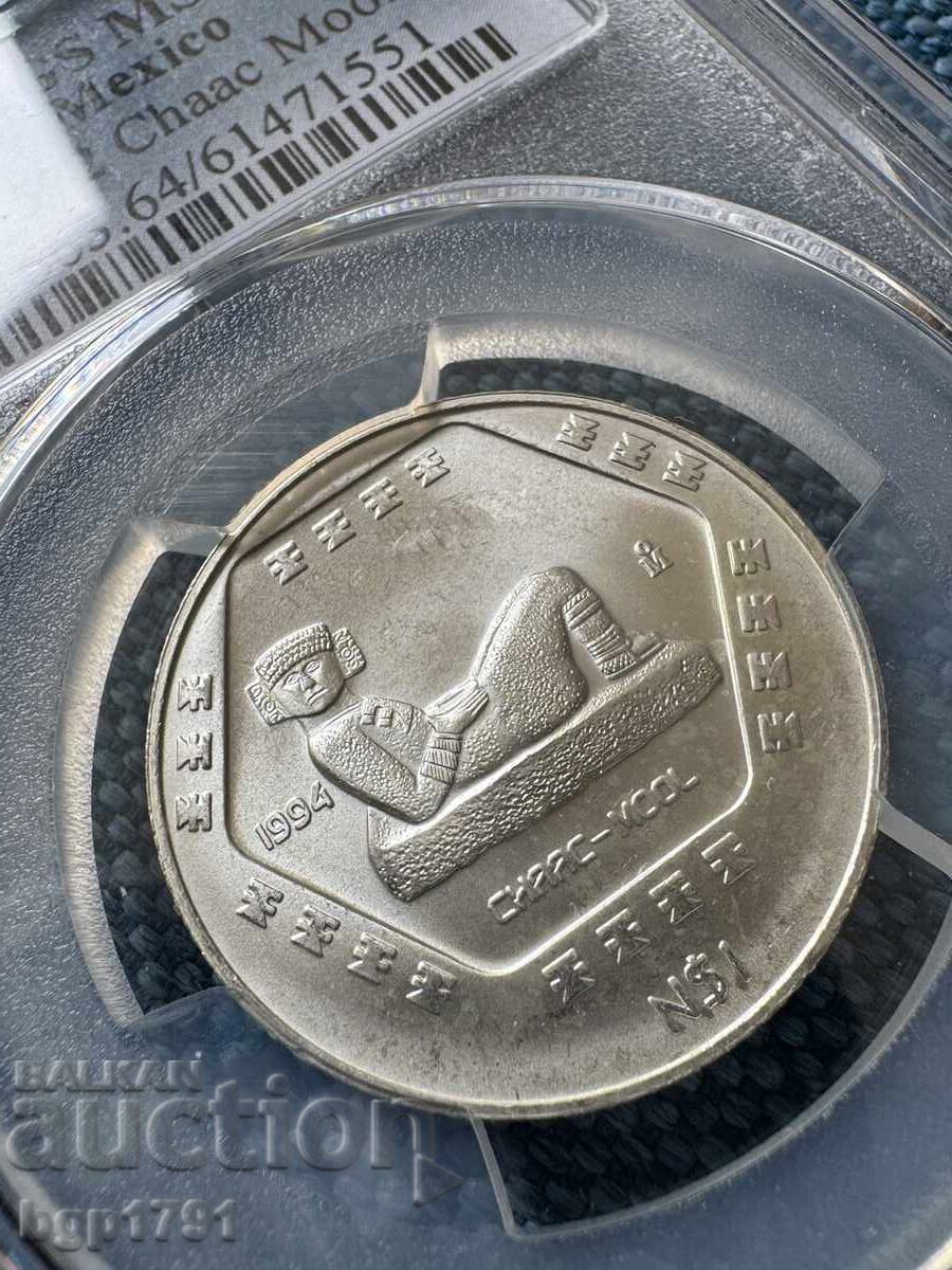 1 ново песо Мексико 1994 MS64 сребро - 6