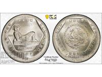1 ново песо Мексико 1994 MS64 сребро