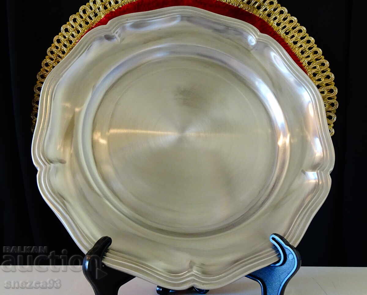 Farfurie decorativă din cositor pentru perete, gravură, imagine, 505 g