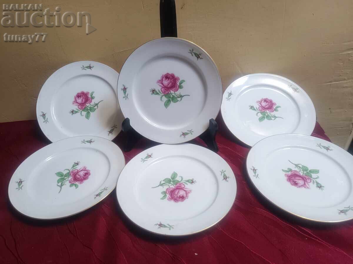 Лот красиви  чини Рози 6 бр порцелан с маркировка