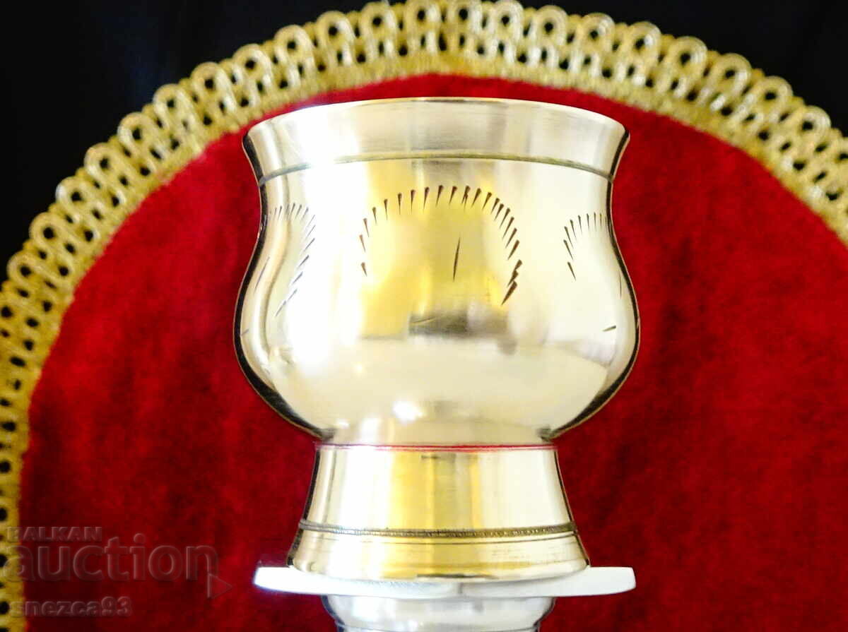 Бронзова чаша на столче,за ракия,ликьор. - 5