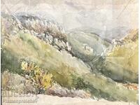 UNICAT TABLOU VECHI ACUARELĂ SEMNAT