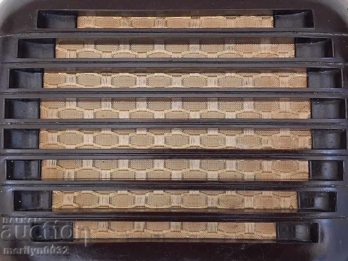 Old Bakelite radio station from the early Soviet era, radio speaker - 5