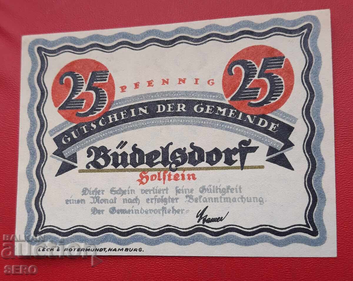 Банкнота-Германия-Шлезвиг-Холщайн-Бюделсдорф-25 пфенига с цена € 1.00 | 1.96 лв.