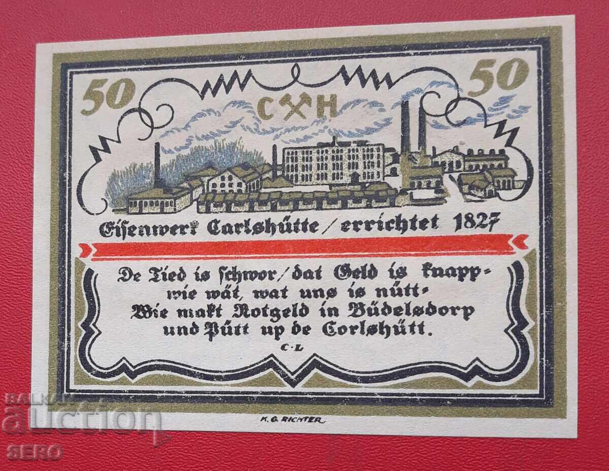 Банкнота-Германия-Шлезвиг-Холщайн-Бюделсдорф-50 пфенига Банкнота-Германия-Шлезвиг-Холщайн-Бюделсдорф-50 пфенига