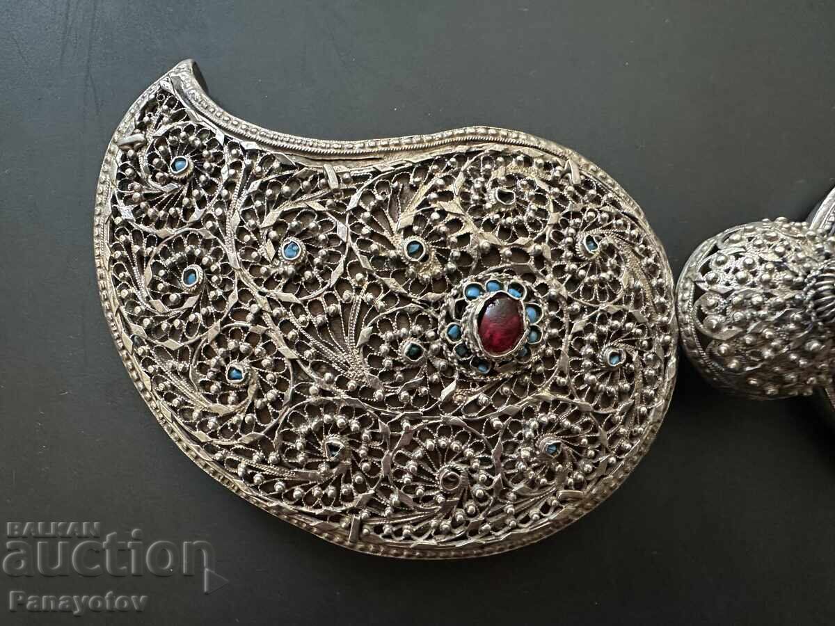 PAFTALE DIN ARGINT FILIGRAN TURCOAZ URIAȘE ARGINT 90% - 5