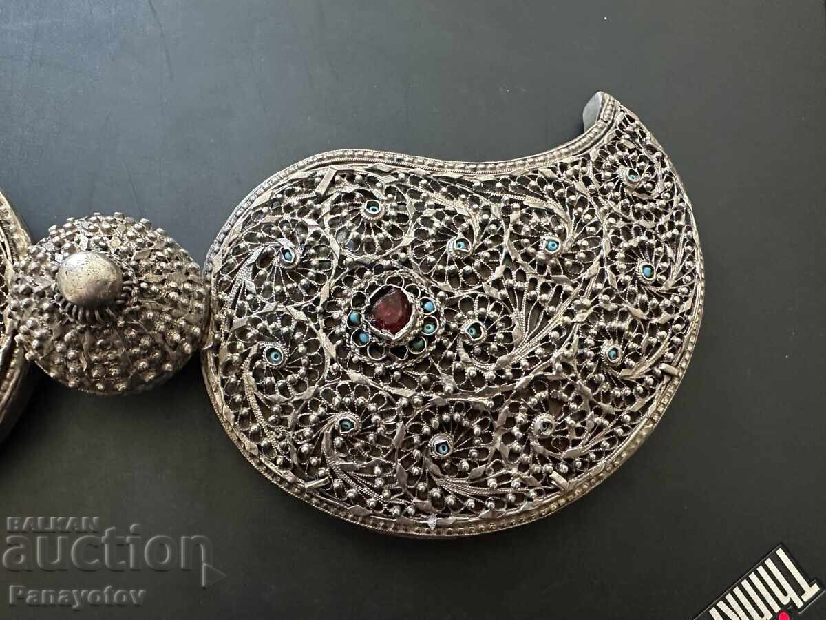 PAFTALE DIN ARGINT FILIGRAN TURCOAZ URIAȘE ARGINT 90% - 6