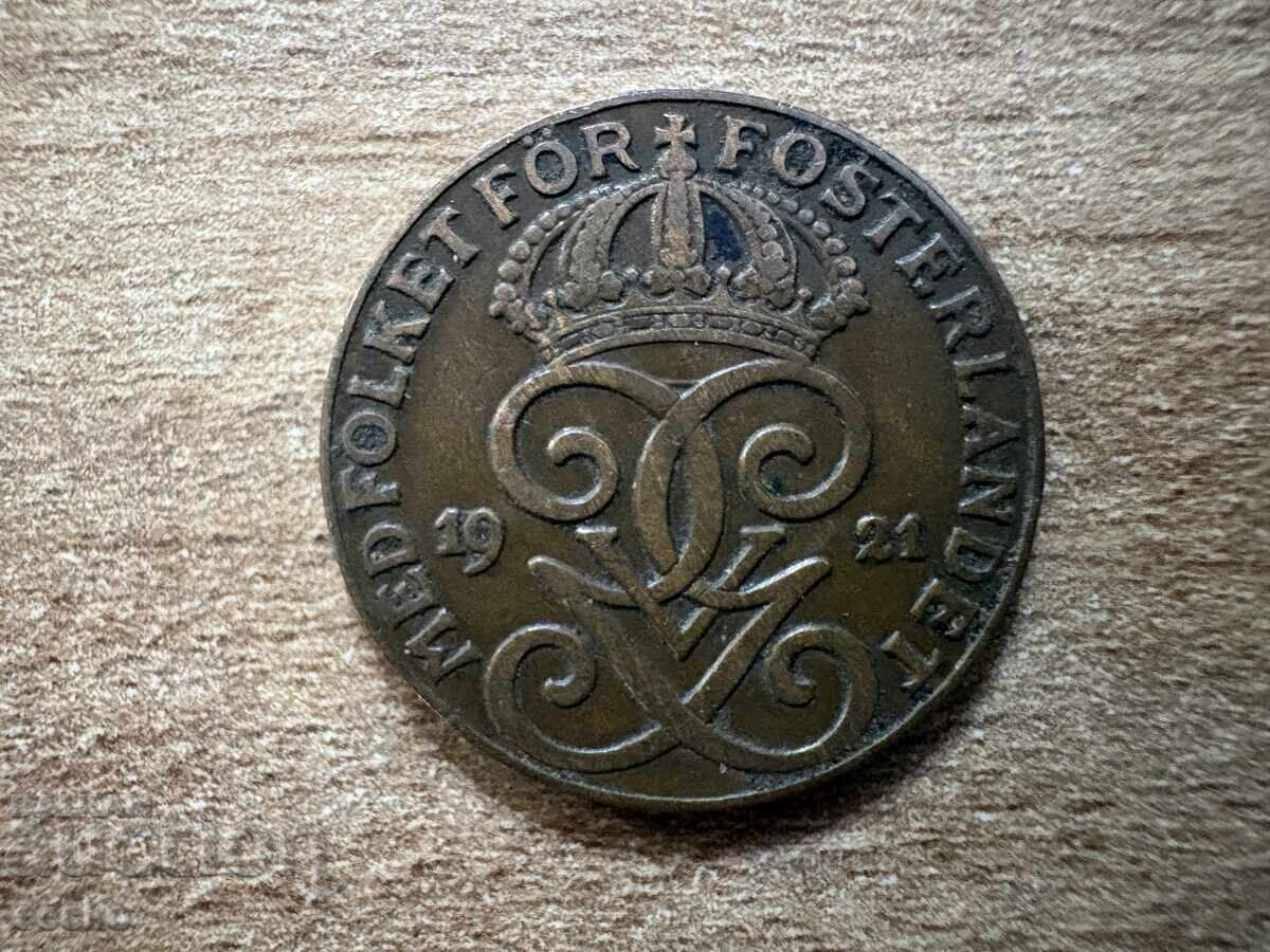 Suedia - 2 öre (1921) cu preț € 0.40 | 0.78 BGN