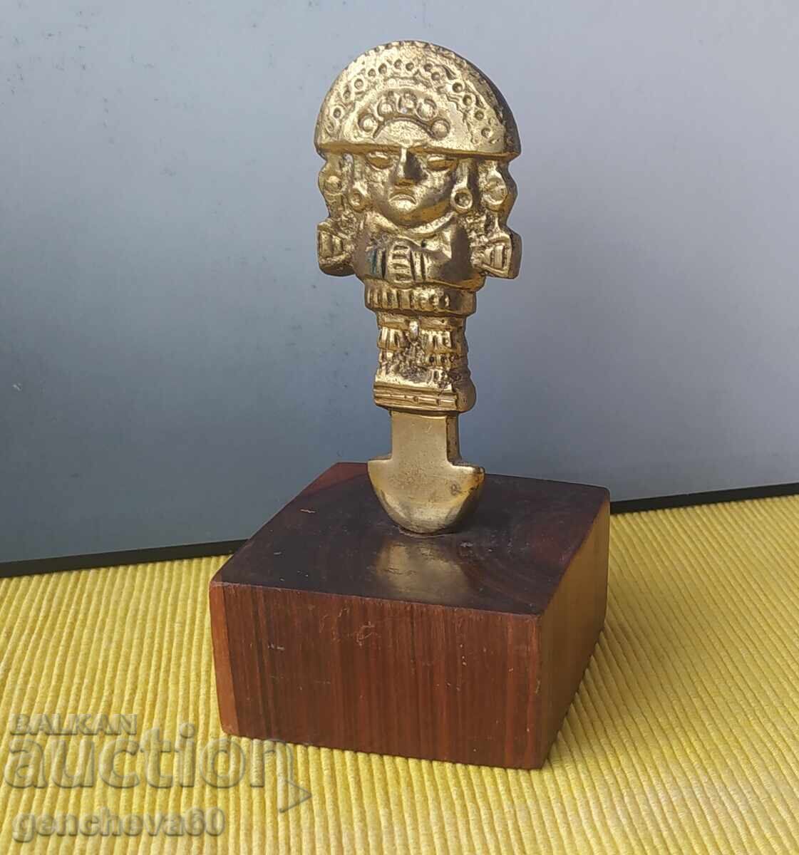 Cuțit ceremonial peruan vintage din bronz TUMI -