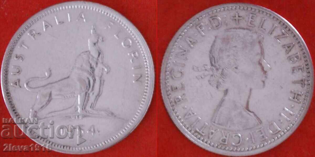 Ⰺ ROYAL VISIT * AUSTRALIA SILVER ★ FLORIN 1954! ELIZABETH II