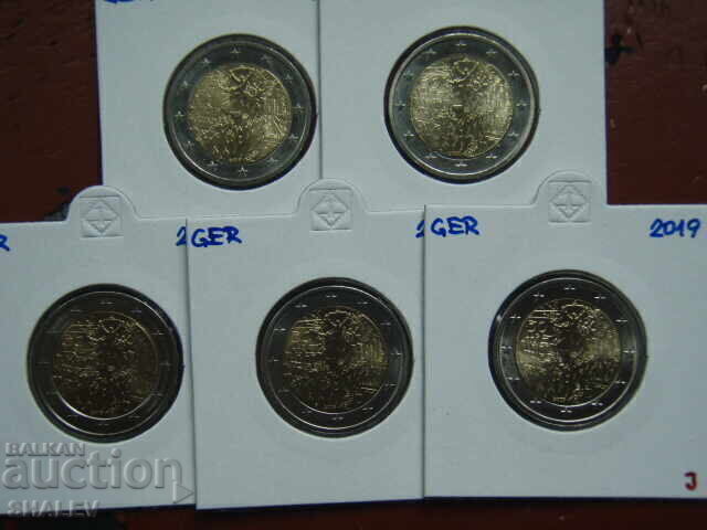 2 Euro 2019 Germania "Zidul Berlinului" A,D,F,G,J /Germaniya 2 evro cu preț € 27.89 | 54.55 BGN