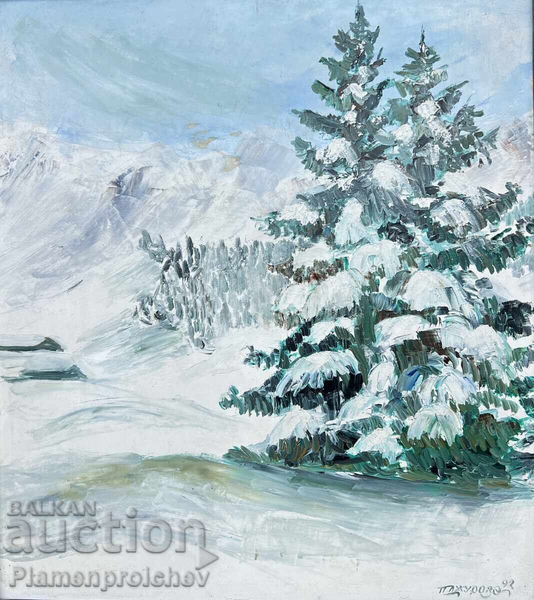 Δημοπρασία ΜΟΝΑΔΙΚΟ ΤΡΙΠΤΥΧΟ ΠΙΝΑΚΑΣ ΑΞΙΝΙΑ ΤΖΟΥΡΟΒΑ 1992 ΧΕΙΜΕΡΙΝΟ ΤΟΠΙΟ