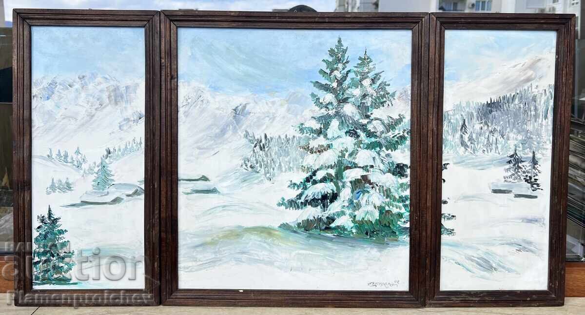 ΜΟΝΑΔΙΚΟ ΤΡΙΠΤΥΧΟ ΠΙΝΑΚΑΣ ΑΞΙΝΙΑ ΤΖΟΥΡΟΒΑ 1992 ΧΕΙΜΕΡΙΝΟ ΤΟΠΙΟ