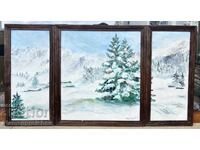 TRIPTIC UNICAT TABLOU AXINIA DJUROVA 1992 PEISAJ DE IARNĂ